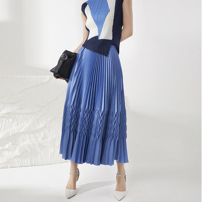 2025 Factory direct sales high-end high-quality skirt women's long spring and summer new high-waisted loose and thin a-word pleated skirt