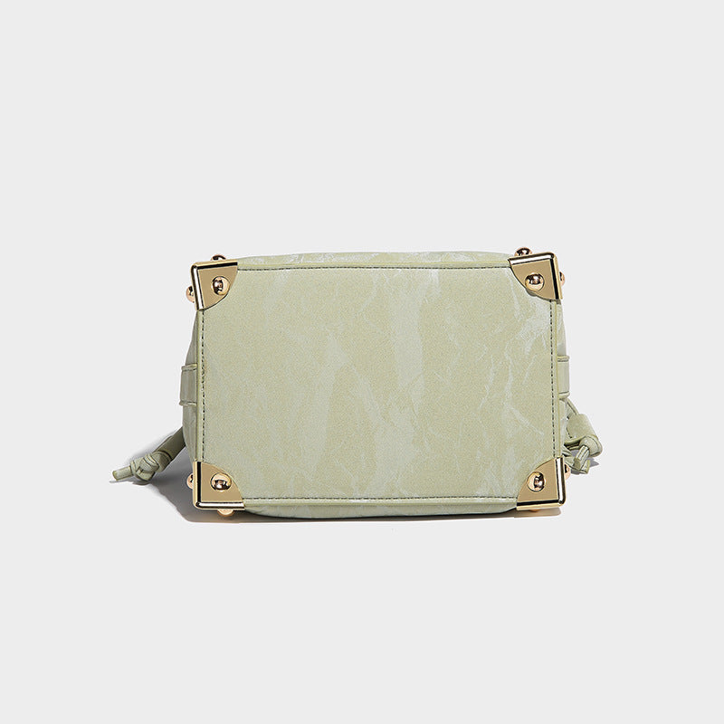 2025 Guofeng New Chinese Silk popular Pleated Crossbody Bag Chain Women's Bag One Shoulder Crossbody Small Bag Pumping Bucket Bag