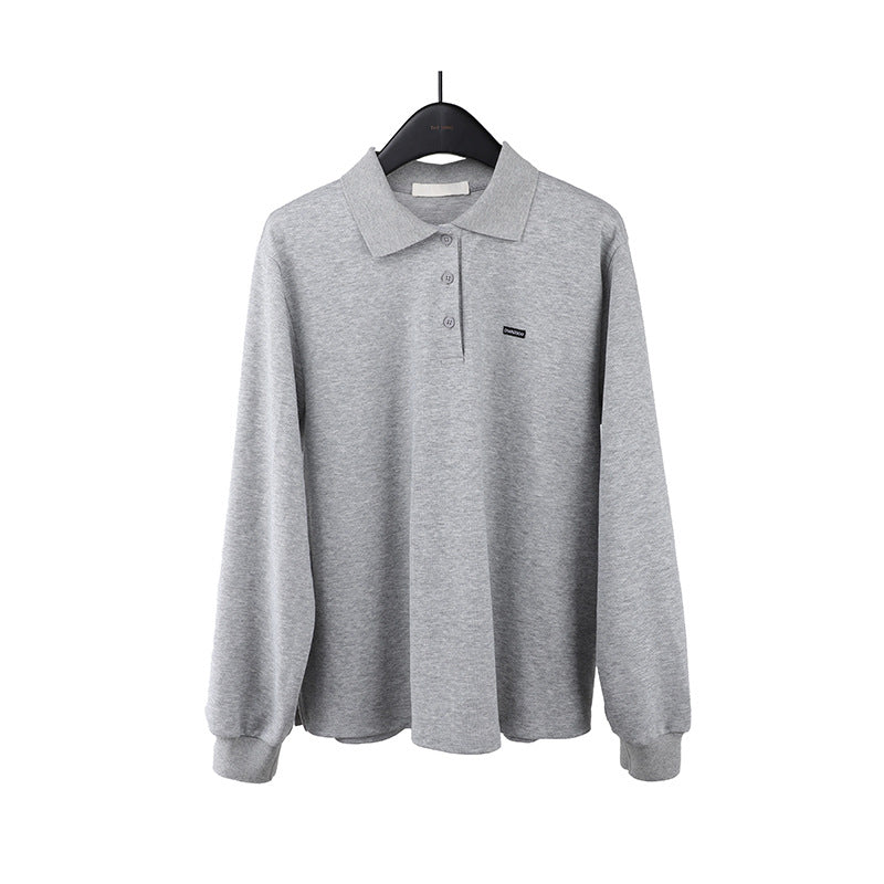 2025  Versatile Lapel POLO Shirt Women's 2025 Thirteen Lines Spring Korean Version Simple Casual Long Sleeve T-Shirt T270