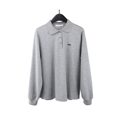 2025  Versatile Lapel POLO Shirt Women's 2025 Thirteen Lines Spring Korean Version Simple Casual Long Sleeve T-Shirt T270