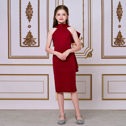 2025 catwalk princess dress model children's evening dress girls host niche performance clothes bow dress