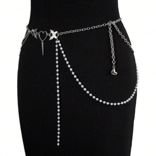4401-1 2025 design waist chain spring and summer niche versatile chain love butterfly accessories versatile waist chain belt