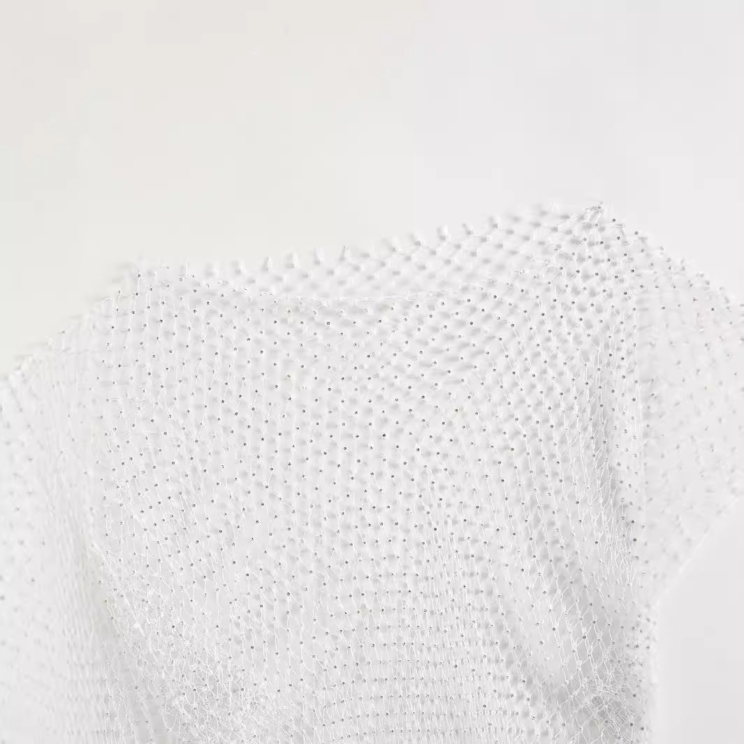 10129 Cross-border  Popular, 2025,  women's clothing popular long-sleeved grid sexy flash diamond round neck dress