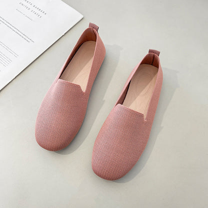 xakxx Spring and Autumn New plus Size Woven Pumps Women's Flying Woven Flat Square Toe Cloth Shoes Knitted Soft Bottom Pregnant Women One-Suit Skirt
