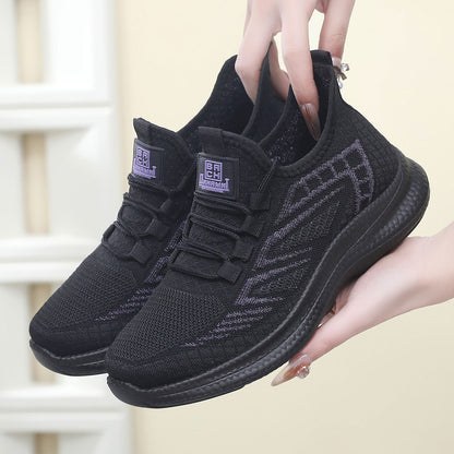 xakxx Sneaker Women's  Spring and Summer New Women's Flying Woven Soft Bottom Light Running Shoes Breathable Non-Slip Comfortable Pumps Women's