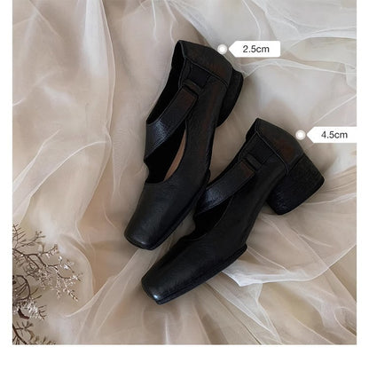 2025 Cowhide version~ Grape mother same shoes high-end texture dark wind square head thick heel Mary Jane shoes single shoes women's autumn