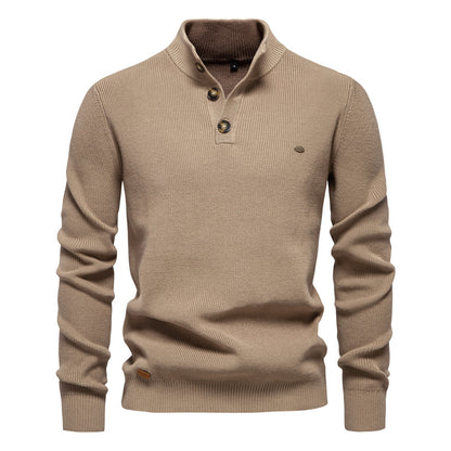 XAKXX 2025 Autumn and winter new men's Popularan size New sweater men's long-sleeved half-zipper stand-up collar solid color versatile casual trendy sweater