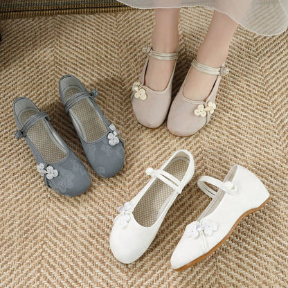 xakxx The Han-Style Clothing Shoes Women's Spring and Summer Old Beijing Cloth Shoes Wedge Zen Embroidered Shoes Low Heel Ethnic Style Tea Artist Work Shoes