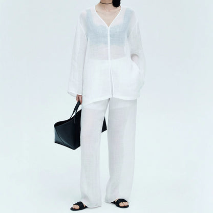 2025 spring/summer suit, ramie top and pants