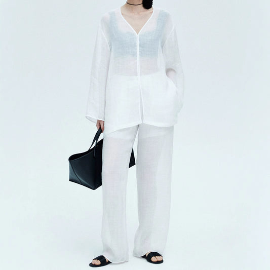 2025 spring/summer suit, ramie top and pants