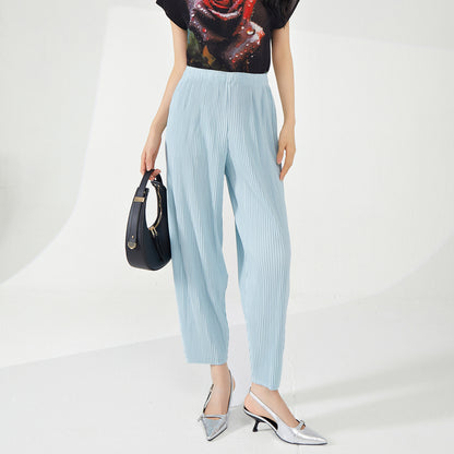 2025 counter pants women's spring and autumn high-end fashion versatile nine-point pants thick pleated casual Harlan pants Popular style