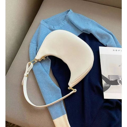 XAKXX 2025 new  niche underarm bag women's fashion simple contrasting color crescent bag versatile single shoulder crescent bag women