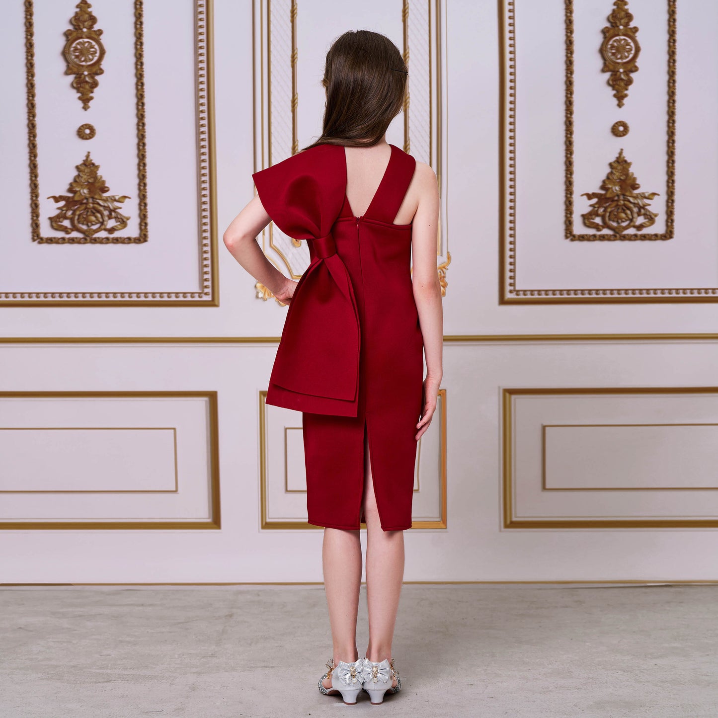 2025 catwalk princess dress model children's evening dress girls host niche performance clothes bow dress