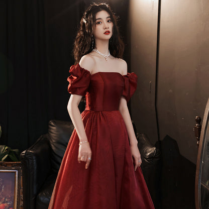 Toast clothes bride 2025 new red wedding clothes small pregnant woman engagement fugitive princess evening dress dress