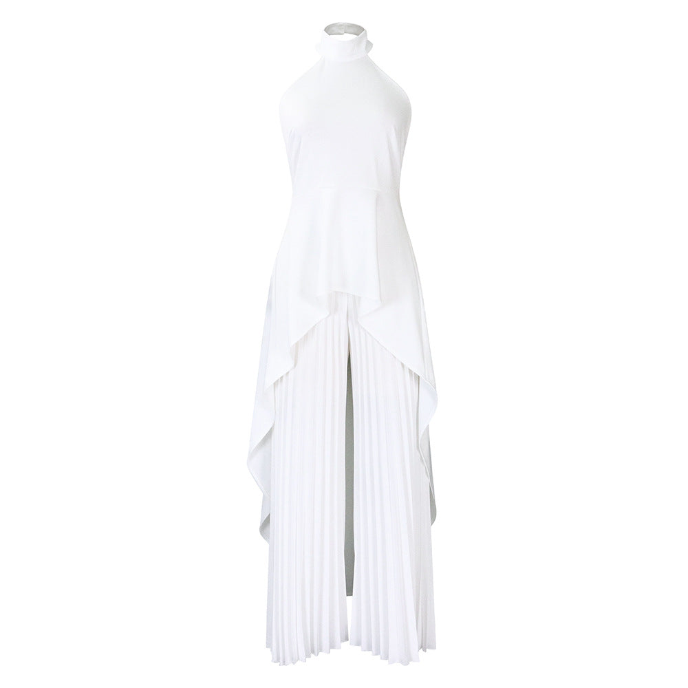 2025 D372 Popular trade New fashion casual suit summer celebrity private clothes backless top pleated wide-leg pants 2025 suit