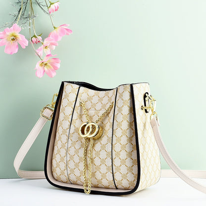 Bag women  new fashion high texture large capacity portable bucket bag versatile Internet celebrity shoulder messenger bag tide