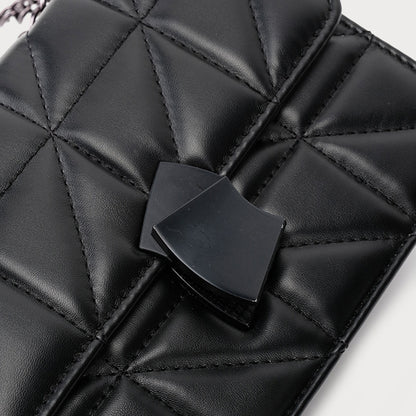 XAKXX 2025 Xiaoxiangfeng PU leather rhombus soft leather shoulder messenger bag 2023 spring and summer popular black fashion versatile small square bag