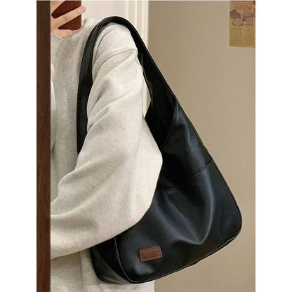 XAKXX 2025 Cross-border new products, lazy style soft leather tote bag, women's retro fashion Popular style shoulder bag, underarm bag for college students in class
