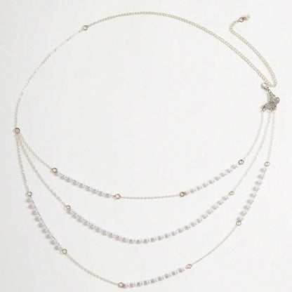 4580 New popular women's pearl beads with metal chain waist chain belt versatile fashion jewelry accessories