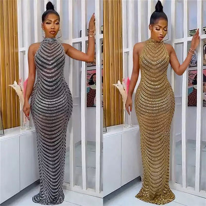 Evening Dress for Women New New Spring Elegant Rhinestone Banquet Temperament Long Dress Ins
