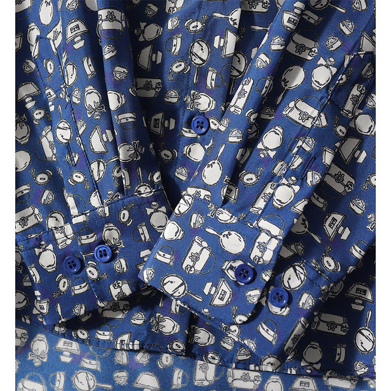 2025 Temperament~ floral silk shirt  spring new commuter women's printed top, mulberry silk shirt