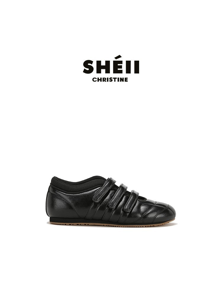 2025 Sheepskin version~ Korean version of casual fashion essence~ three Velcro casual function Mary Jane single shoes women's bowling shoes
