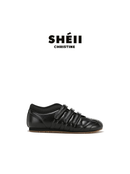 2025 Sheepskin version~ Korean version of casual fashion essence~ three Velcro casual function Mary Jane single shoes women's bowling shoes