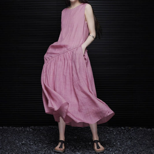 2025 Pink dress women's  summer new high-end exquisite super good-looking temperament design sense is thin