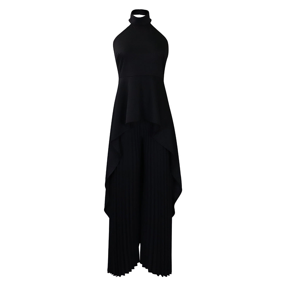 2025 D372 Popular trade New fashion casual suit summer celebrity private clothes backless top pleated wide-leg pants 2025 suit
