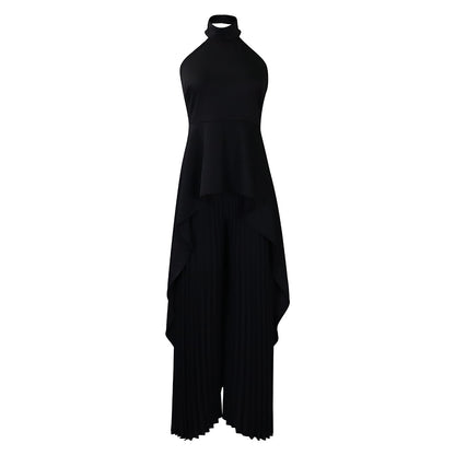 2025 D372 Popular trade New fashion casual suit summer celebrity private clothes backless top pleated wide-leg pants 2025 suit