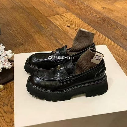 2025 Cowhide version~ Grape mother makes the same old horse leather, small gold coins, British style round head and one pedal of lazy loafers.