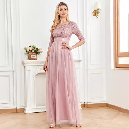 2025 popular autumn Popular trade new product simple sequined tulle A pendulum dress party 2025 girlfriends banquet evening dress