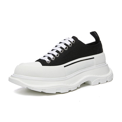 xakxx McQueen Canvas Platform White Shoes Autumn New Korean Style Versatile Muffin Sports Height Increasing Women's Casual Daddy Shoes