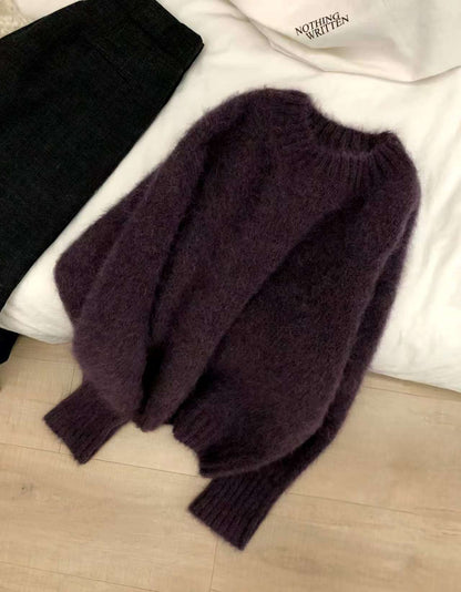2025 [6 colors optional] Alpaca wool soft waxy sweater popular thirteen lines winter Korean version long-sleeved crew neck top M9253