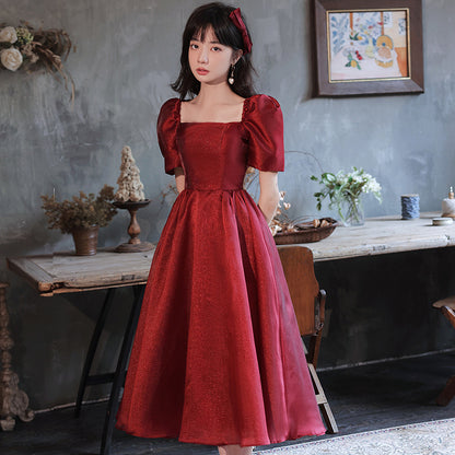 Toast clothes bride 2025 new red wedding clothes small pregnant woman engagement fugitive princess evening dress dress