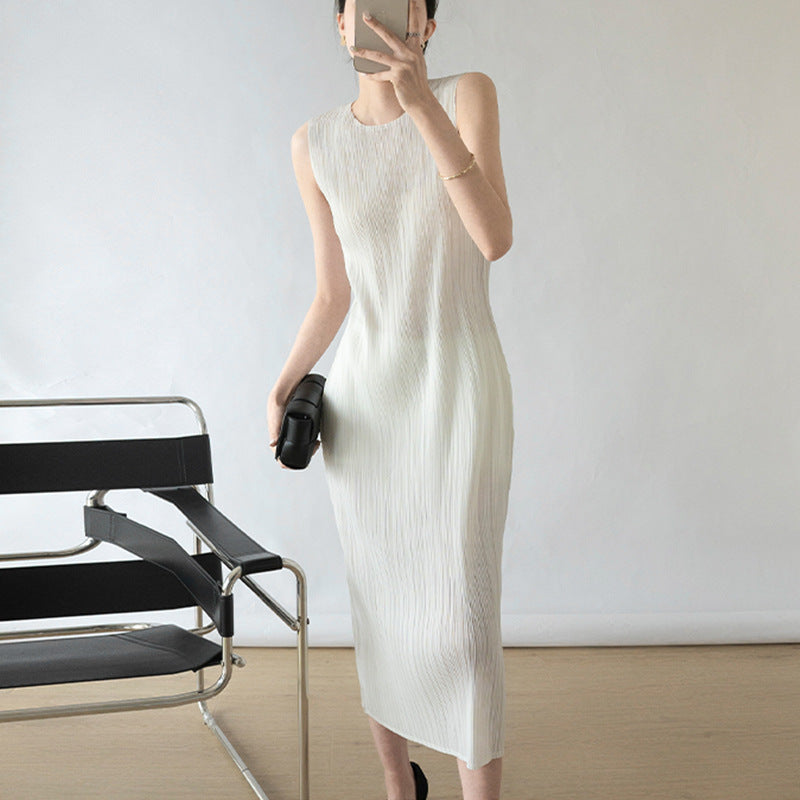 2025 high-end dress women's sleeveless bottoming skirt thin summer slim and thin hip-wrapped long skirt temperament Muse skirt