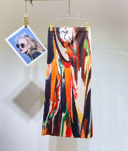 2025 Folded skirt women's hip skirt summer new Xiaohongshu hot sale retro Mizhai straight skirt