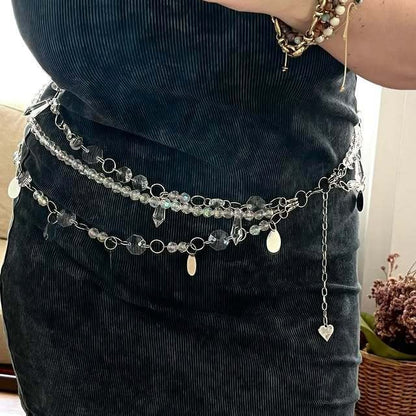 2025 L4955Y  Waist chain luxury heavy industry ring acrylic metal chain rhinestone chain multi-layer waist chain