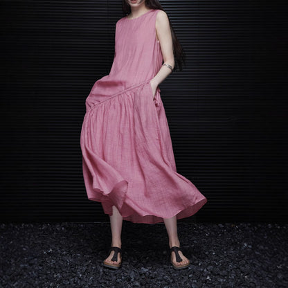 2025 Pink dress women's  summer new high-end exquisite super good-looking temperament design sense is thin