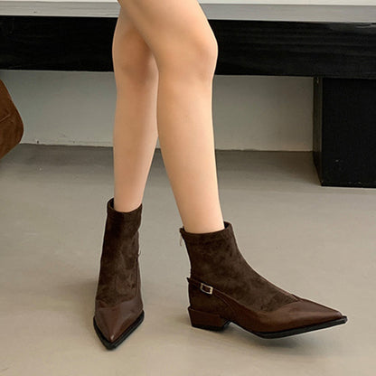 2025 Pointed boots short boots women's popular autumn and winter new women's boots niche design Martin boots thick heel short boots thin boots