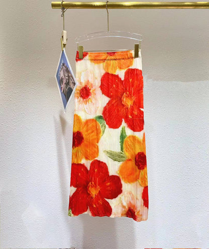 2025 Folded skirt women's hip skirt summer new Xiaohongshu hot sale retro Mizhai straight skirt