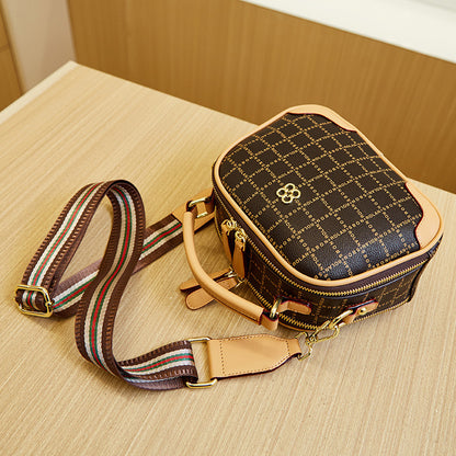 2025 popular  new trendy fashion women's bags large-capacity messenger small round bags retro printed portable shoulder women's bags