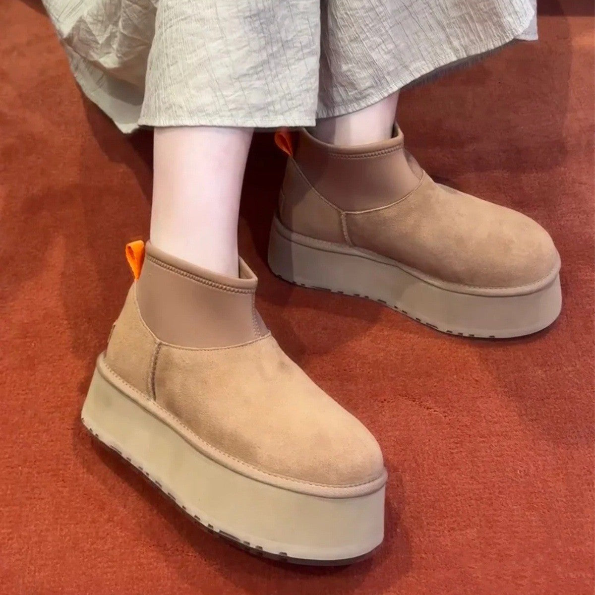 2025 popular new boots women's winter thick-soled heightening snow boots piled thickened cotton shoes short boots