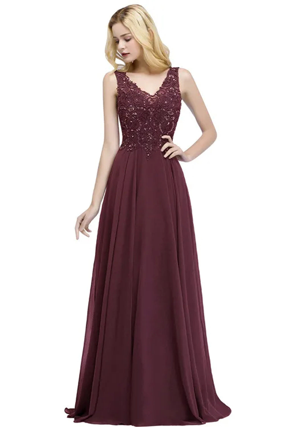 2025 Hot Trade Lei Sexy Chiffon Ball Dress Long A-shaped Formal Dress Women's Split V-Neck Gala Dress
