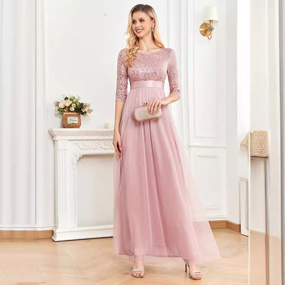 2025 popular autumn Popular trade new product simple sequined tulle A pendulum dress party 2025 girlfriends banquet evening dress