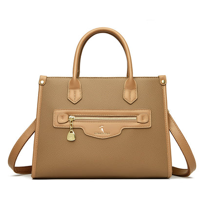 Premium contrasting color handbag popular new retro solid color tote bag simple shoulder bag large capacity messenger bag
