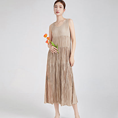2025 handmade pleated skirt summer women's suspender vest skirt high-end long dress Popular trade women's  dress