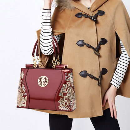 Bag Autumn Women's popular New Embroidery Handbag New Chinese Fashion High-end Shoulder Bag Temperament Mom Bag