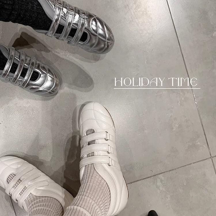 2025 Sheepskin version~ Korean version of casual fashion essence~ three Velcro casual function Mary Jane single shoes women's bowling shoes