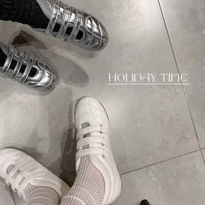 2025 Sheepskin version~ Korean version of casual fashion essence~ three Velcro casual function Mary Jane single shoes women's bowling shoes